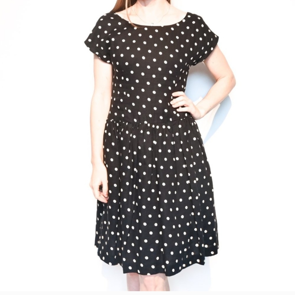 LILI'S CLOSET ANTHRO Polka Dot Linen Dress